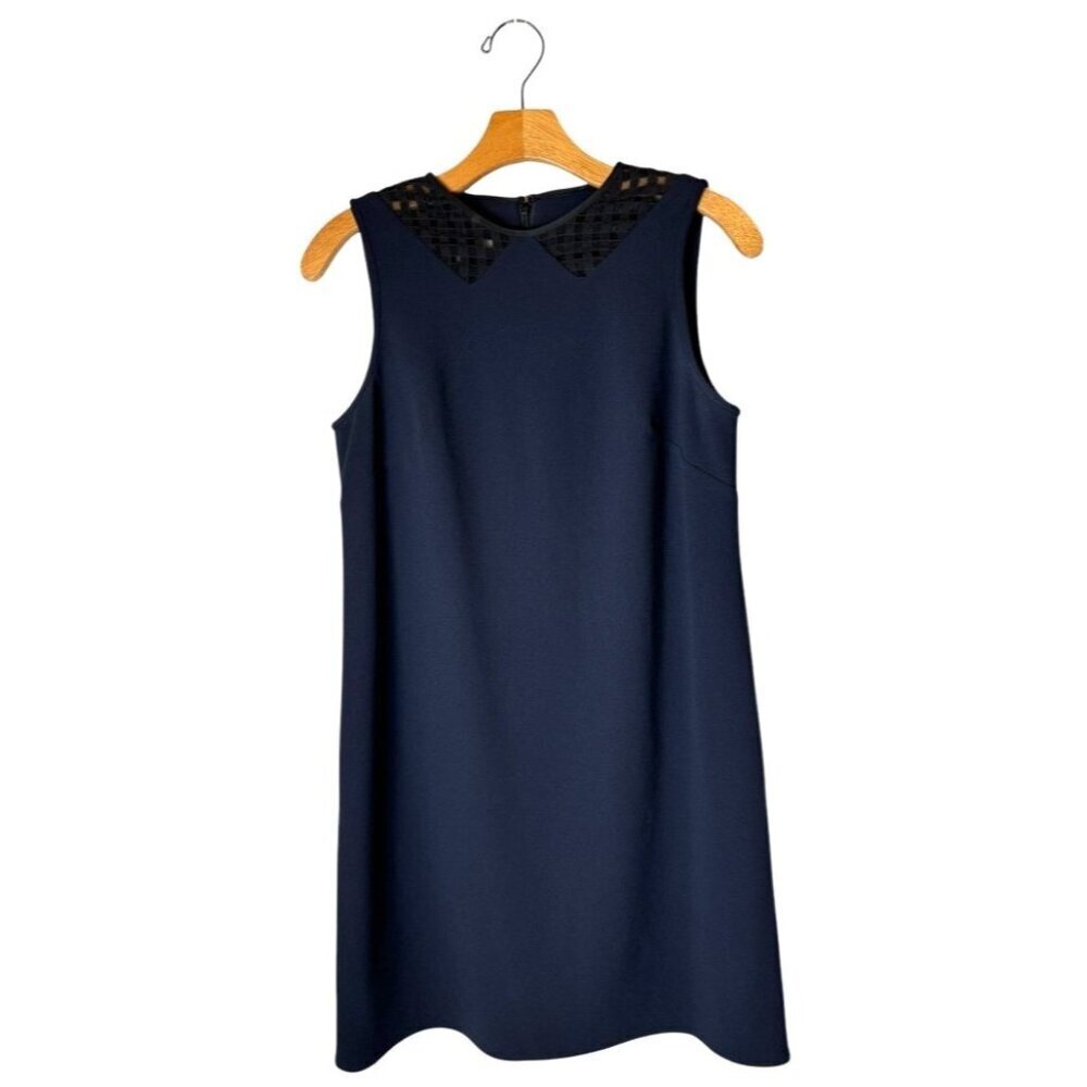 Anthropologie 4C Dress Women 6 Navy Blue Black Lace Detail A Line Shift Mini